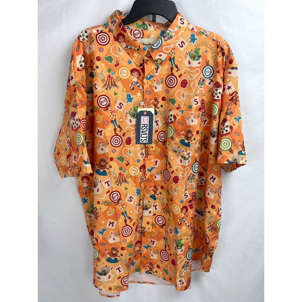 RSVLTS Men 3XL Disney Parks Toy Story Mania Woody Buzz Short Sleeve Button Shirt